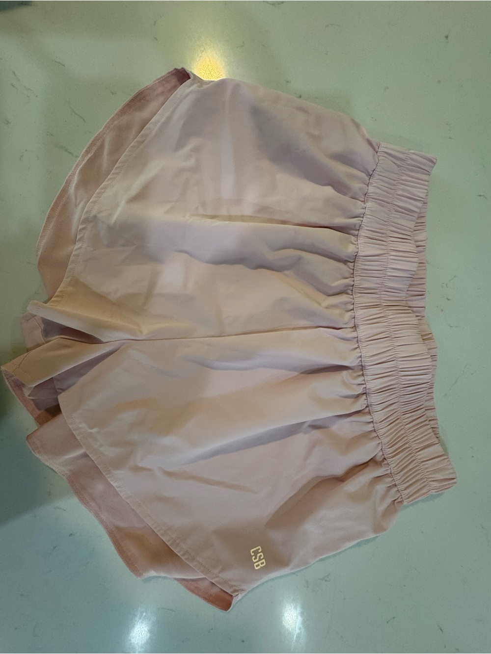 Light Blush Athletic Shorts with Elastic Waist